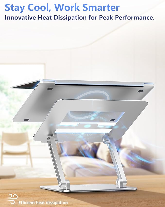 Laptop Computer Stand Adjustable Height-Tablet Holder for Desk-Foldable Riser Folding Mount for Notebook iMac MacBook Air Pro,Dell XPS, HP (10-17.3"),Aluminum-Silver