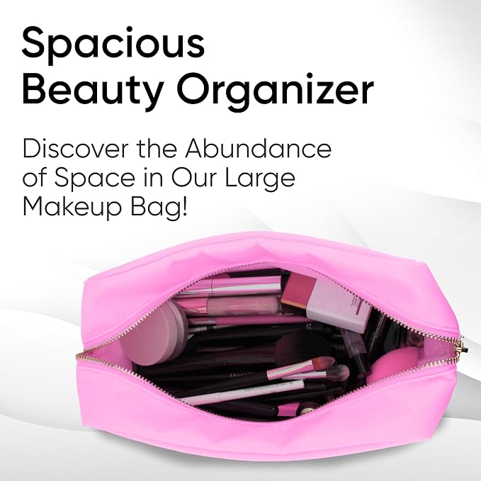 DANCOUR 3-Piece Makeup Bag Set in Light Pink – Mini, Small & Large Cosmetic Pouches for Women & Girls, Cute Travel Toiletry Organizer Set, Stylish Makeup Bag Trio for Purse or Travel