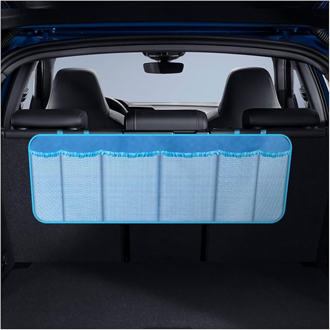 Car Trunk Organizer, 40"×14" Large Capacity Hanging Backseat Trunk Storage Bag with 6 Mesh Pockets, Space Saving Auto Interior Accessories for SUV MPV Truck Van (Blue)
