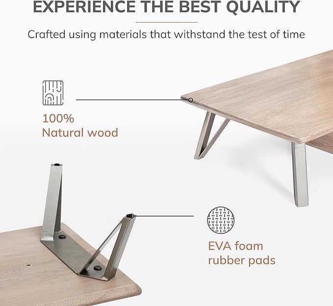 Anji Mountain Monitor Stand - Desktop Organizer & Laptop Riser, Ergonomic Monitor Riser, Space-Saving Monitor Stand for Desk, Durable Construction, Easy Assembly, Ideal for Home & Office,Biscotti