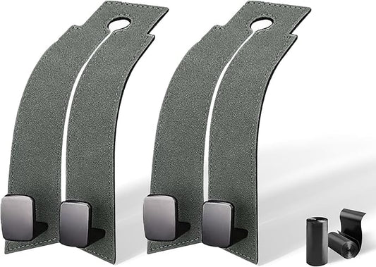 vidonio 2 Pack Double Car Seat Hooks for Headrest, Rotatable Purse Holder for Car,Premium Leather Car Hooks for Purses and Bags, Headrest Hooks and Storage Accessories (Gray)