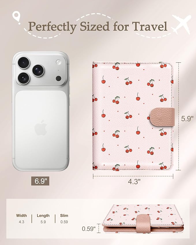 Slohif Passport Wallet Holder Cover for Travel - Women Men RFID Blocking Passport Book Protector for Boarding Pass Cards