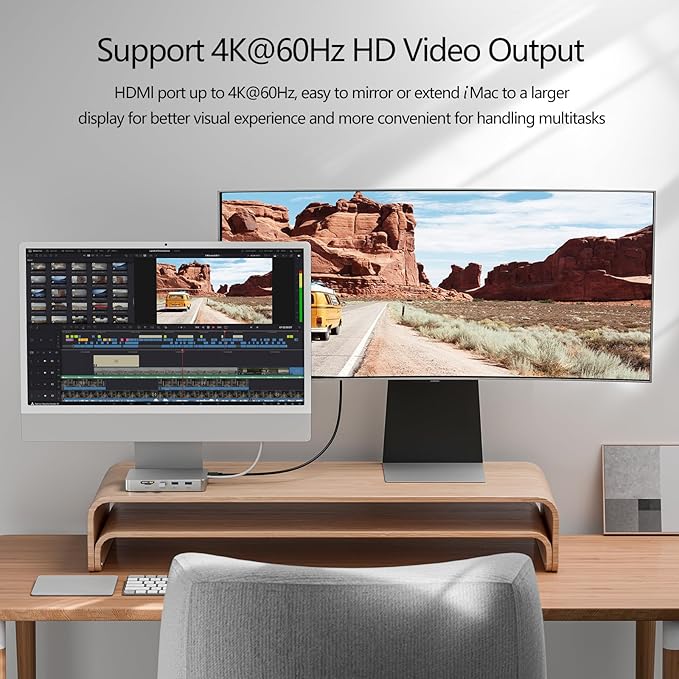 8-in-1 USB-C Hub for 24-inch iMac (2024/2023/2021), M.2 SSD Expansion, 10Gbps USB-A/C 3.2, 4K HDMI, SD/TF ??Docking Station for iMac M1, M3, M4 (SSD Not Included)