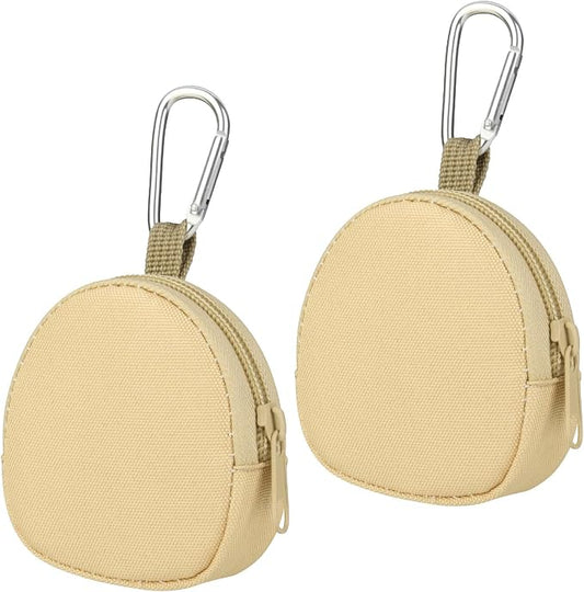Keychain Pouch Coin Pouch Compact EDC Pouches Data Cable Organizer Earphone Earbuds Storage Zipper Case Bag with Clip on Hook for Mini Gear Bag, Change Wallet (Khaki)