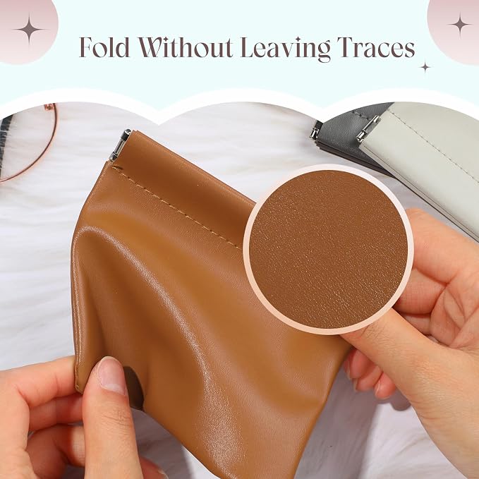 4Pcs Small Makeup Bag for Purse, 4.7in Pocket Cosmetic Bag Organizers, Waterproof PU Leather Pouches for Purse, Portable Squeeze Coin Purse for Women Mini Travel Jewelry Storage Pouch(Autumn)