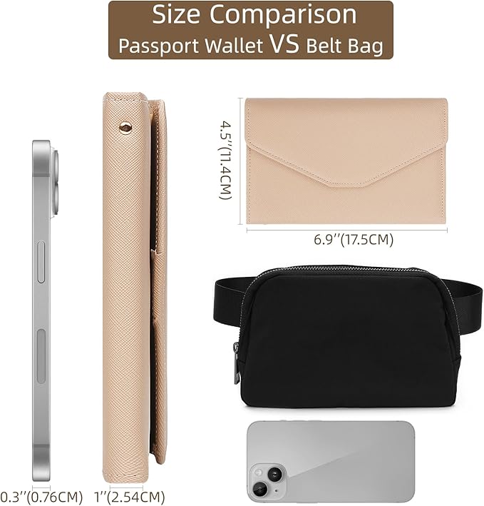 ZOPPEN Mulit-purpose Rfid Blocking Passport Holder Travel Wallet (Ver.4) Passport and Vaccine Card Holder ComboTri-fold Document Organizer Travel Essentials