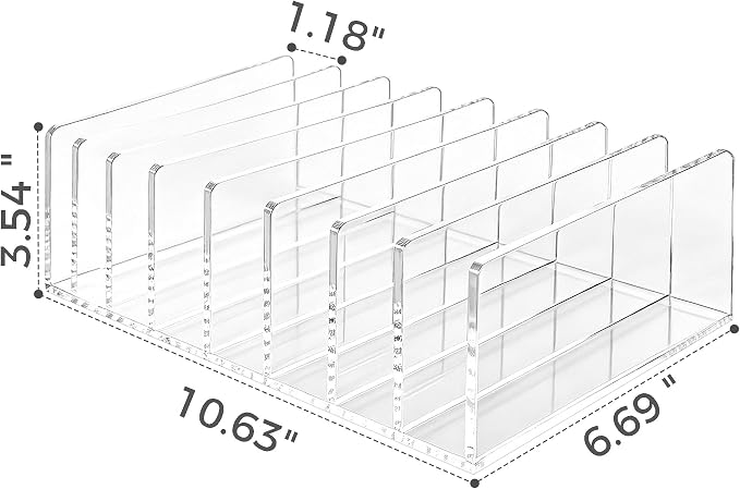 8 Compartments Clear Acrylic Mail Holder – Vertical Letter Sorter & Multifunction Desk Organizer for Bills, Documents, Notebooks – Modern Office/Home Envelope File Rack