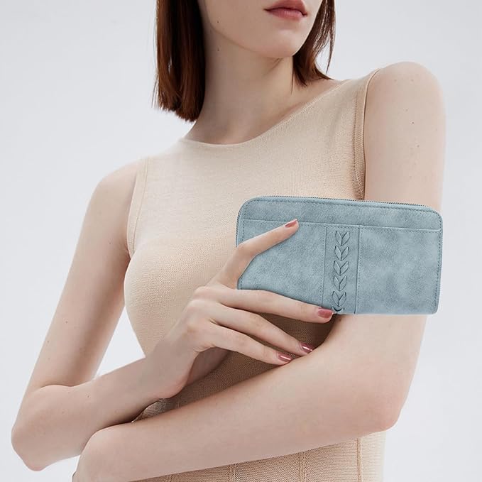 FALAN MULE Wallet for Women RFID Blocking Leather Large Capacity Zip Around Ladies Card Holdr Phone Purse Wristlet