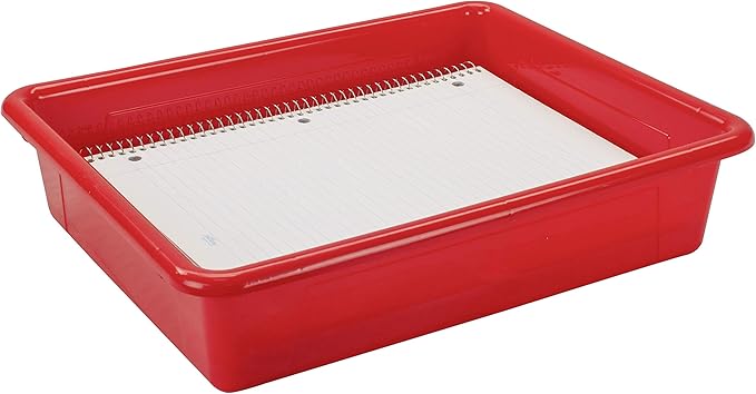 Storex Letter Size Flat Storage Tray – Organizer Bin for Classroom, Office and Home, Red, 5-Pack (62518A05C),10 x 13 x 3 Inches