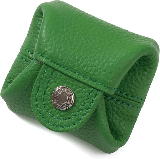 Cockatoo Genuine Leather Coin Pouch Change Holder, Mini Snap Pocket Wallet for Men Women (Verdant, Large)
