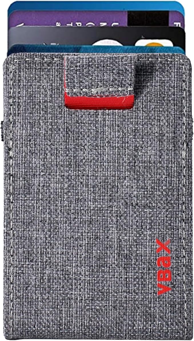 RFID Minimalist Slim Wallet for Men and Women, Holds Up to 12 Cards, Cash, Key Thin and Lightweight Credit Card Holder, Grey Ballistic Nylon