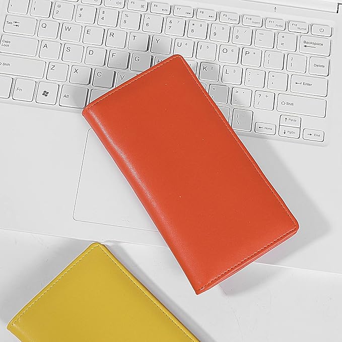 Sanlykate Leather Checkbook Cover for Men and Women, Check Book Case Card Holder with Free Divider, Standard Register Duplicate Checks with pen inserts