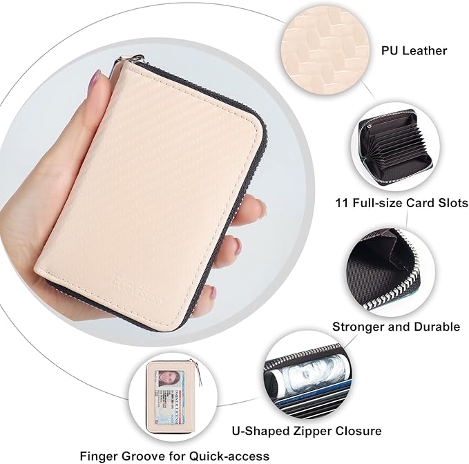 EcoVision Credit Card Holder RFID Card Case Wallet, Small Accordion Zipper Card Case Holder, Card Organizer Case for Women Men