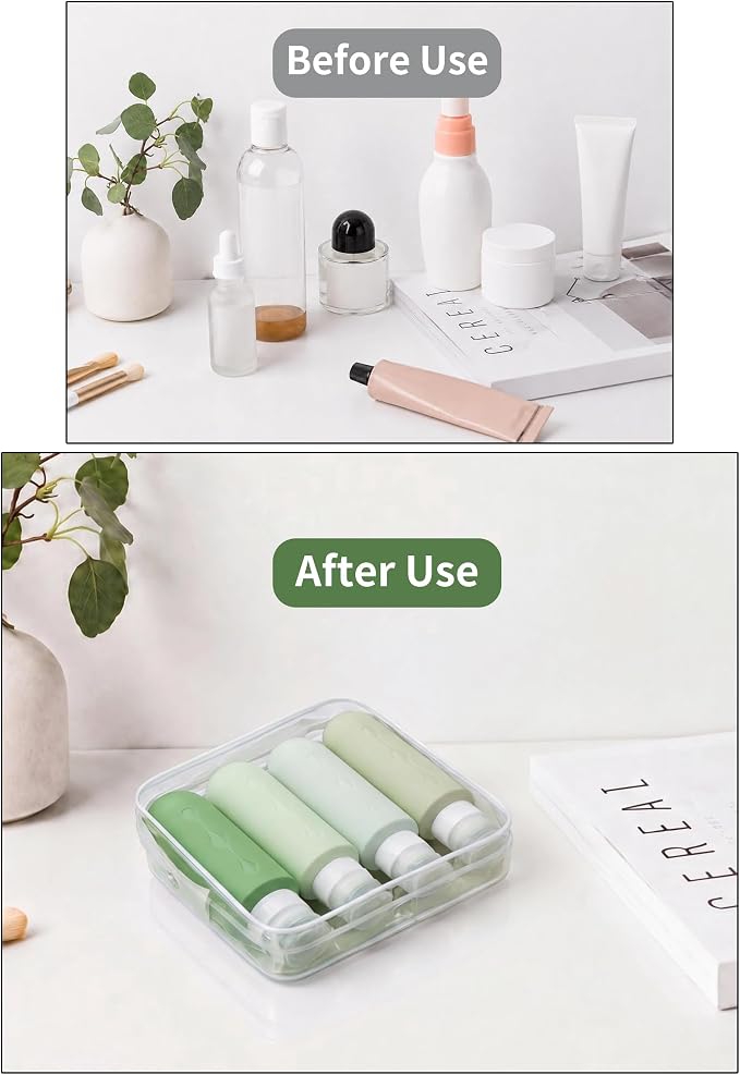 Gemice Travel Bottles for Toiletries, Tsa Approved Travel 6oz Size Containers with Clear Bag, BPA Free Leak Proof Travel Tubs Refillable Liquid Travel Accessories for Cometic Shampoo Lotion