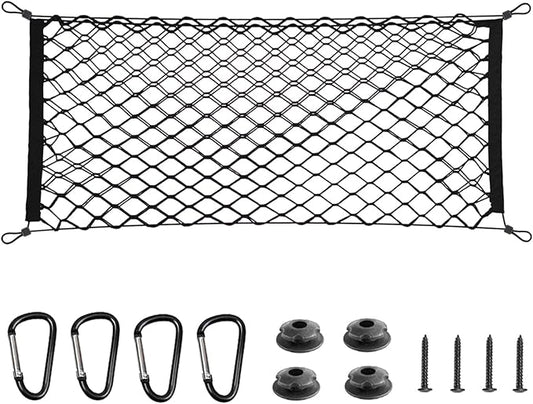 BAILALIBO Cargo Net Stretchable, Adjustable Elastic Trunk Mesh Nets with Metal Hook Universal for SUV, Jeep, Trucks, Car Exterior Accessories for Secure Storage (35.4x15.8 inch)