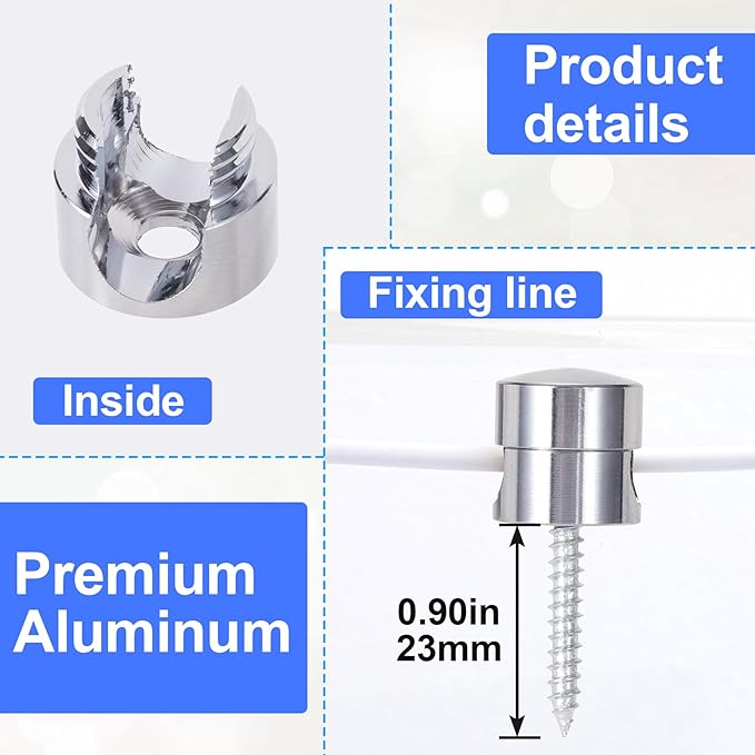 5 Sets Charger Holders for Cords, Silver Adjustable Cable Anchor Holders, Adhesive Metal Cord Clips, Cable Management Wire Organizers for Desk, Office, Nightstand