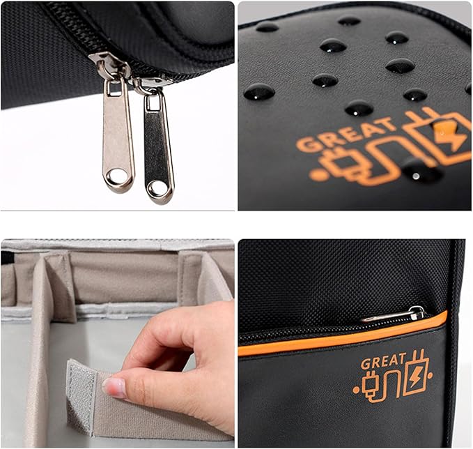 Cable Organizer Box Desk Cord Management Holder with PU Leather Portable Storage Container for Chargers Electronics Accessories