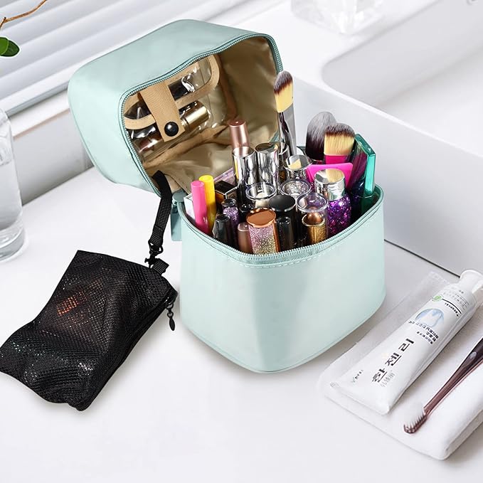 Makeup Brush Organizer Makeup Bag Brushes Set Case 7.5x5.5x4.4 Inch Professional Travelling Brush Pen Pencil Holder Make Up Cup Storage Organizer Case Pencil Pouch Cosmetic Bag for Travel