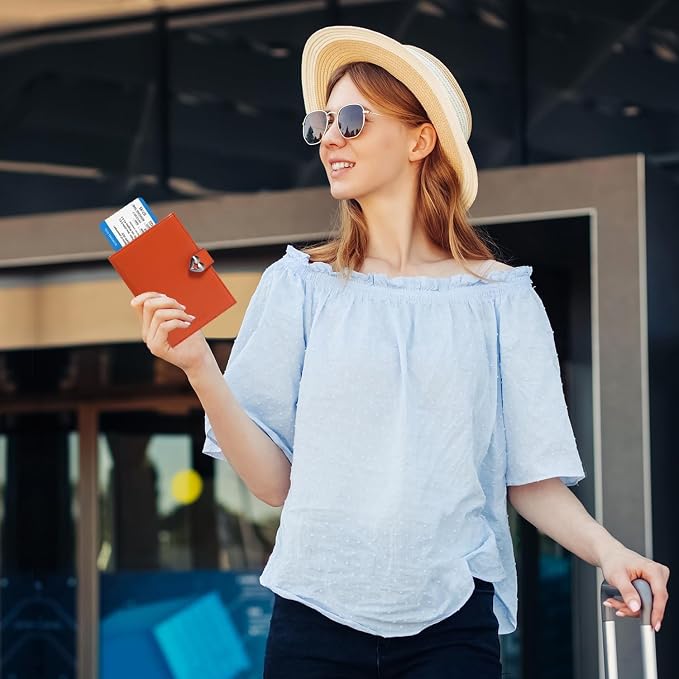 YOXIER Passport-Holder-for-Travel-Women-Men Orange，lLarge capacity Passports Holders TravelCover Wallet Passport with Pen Holder