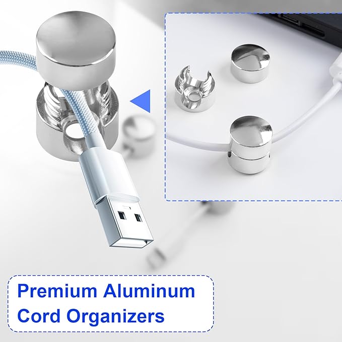 3 Sets Charger Holders for Cords, Silver Adjustable Cable Anchor Holders, Adhesive Metal Cord Clips, Cable Management Wire Organizers for Desk, Office, Nightstand