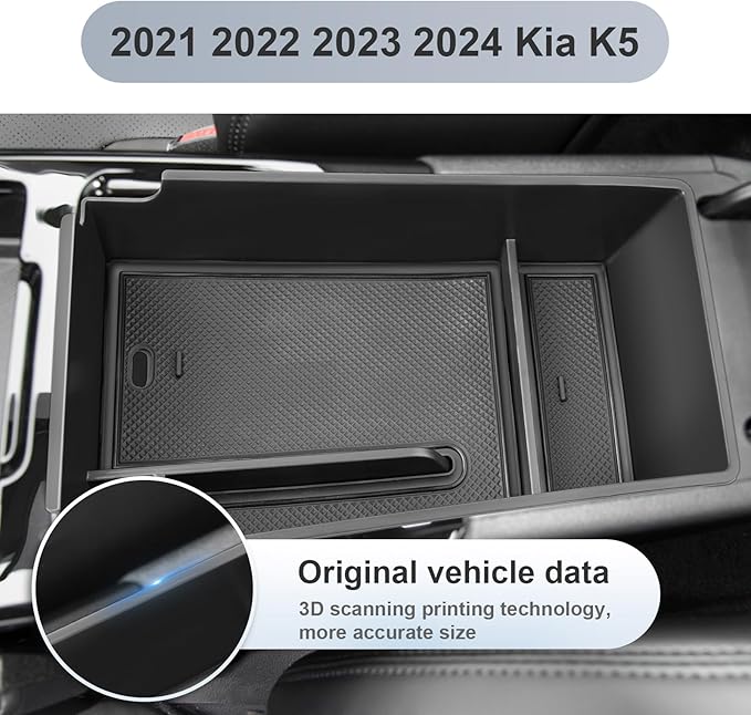 SKTU for 2021 2022 2023 2024 Kia K5 Center Console Organizer 2023 2024 K5 Storage Box Organizer Container Armrest Insert Organizer ABS Tray Pallet with USB Hole and Coin Holder