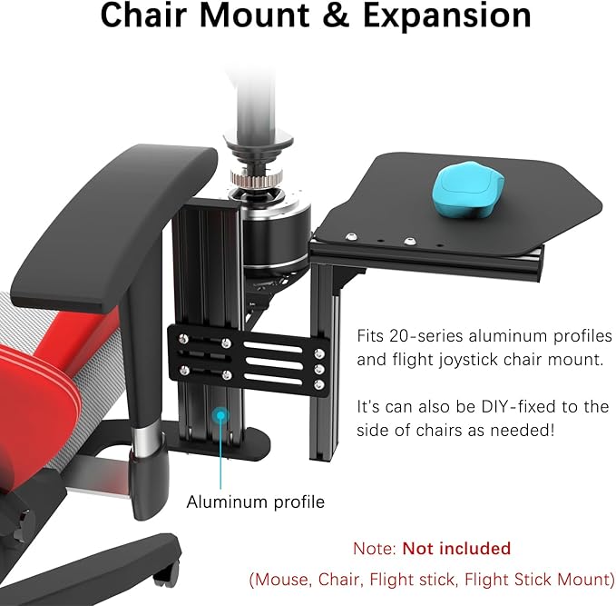 EG STARTS 1x Metal Extend Mouse Pad Holder Platform, Adjustable Horizontally & Height for Desk & Chair Extend Metal Computer Mouse Desk Mount Pads, Flight Joystick Mount Extension Attachment