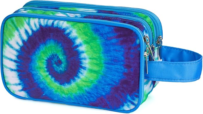 Tie Dye Toiletry Bag for Girls, Travel Toiletry Bag for Teen Girls Cosmetic Bag Makeup Bag Waterproof Hanging Wash Bag Toiletries, Blue