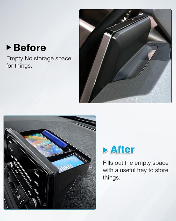 Karltys Dashboard Center Console Organizer, Behind Screen Storage Box for Phones Keys Sunglass Card, RAV4 Dash Organizer Non-Slip Liners for Toyota RAV4 2019-2025 Accessories (NO for RAV4 Limited)