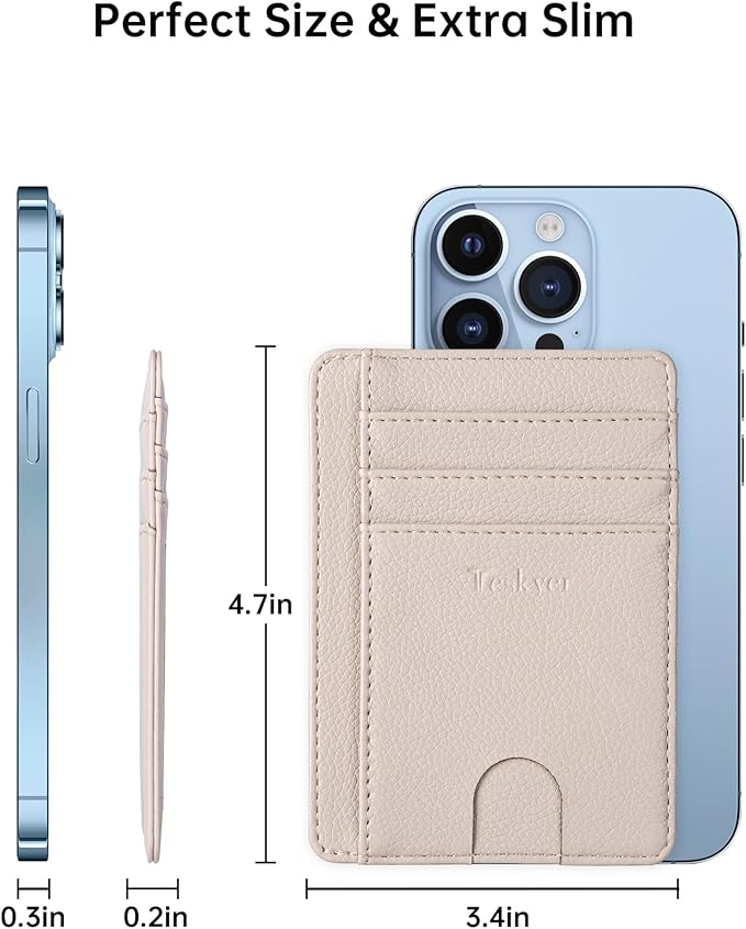 Teskyer Slim Wallet for Men, Minimalist Front Pocket RFID Blocking Leather Wallet Credit Card Holder for Men & Women