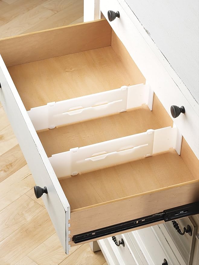 YBM HOME Expandable, Adjustable Drawer Dividers with Strong Secure Spring-Loaded Hold for Bedroom, Bathroom, Closet, Office, and Kitchen Drawers, 12.8 x 3.5 x 2 inches - 2 Pack