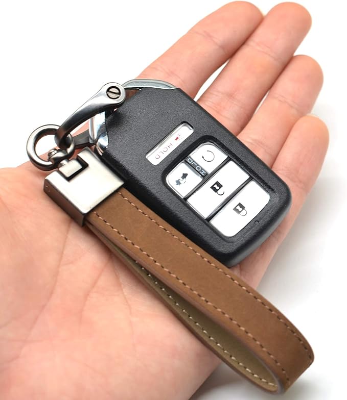 MECHCOS Car Key Fob Keychains Genuine Leather Keys Chain Holder for Men and Women with D-Ring, Screwdriver, Key Rings and 360 Degree Rotatable Swivel, Coffee Color