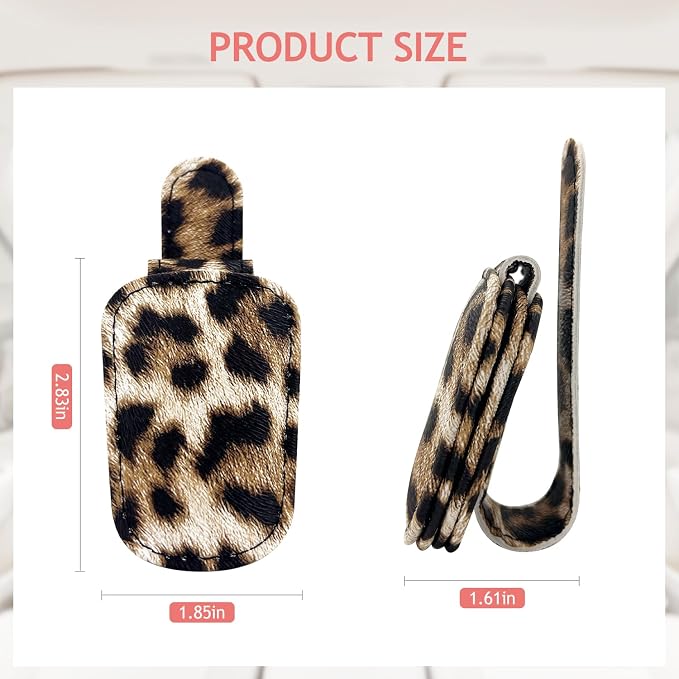Sunglass Holder for Car Visor, Cheetah Leopard Magnet Sunglasses Holder for car Leather Sunglasses Holder and Ticket Card Clip Car Visor Accessories