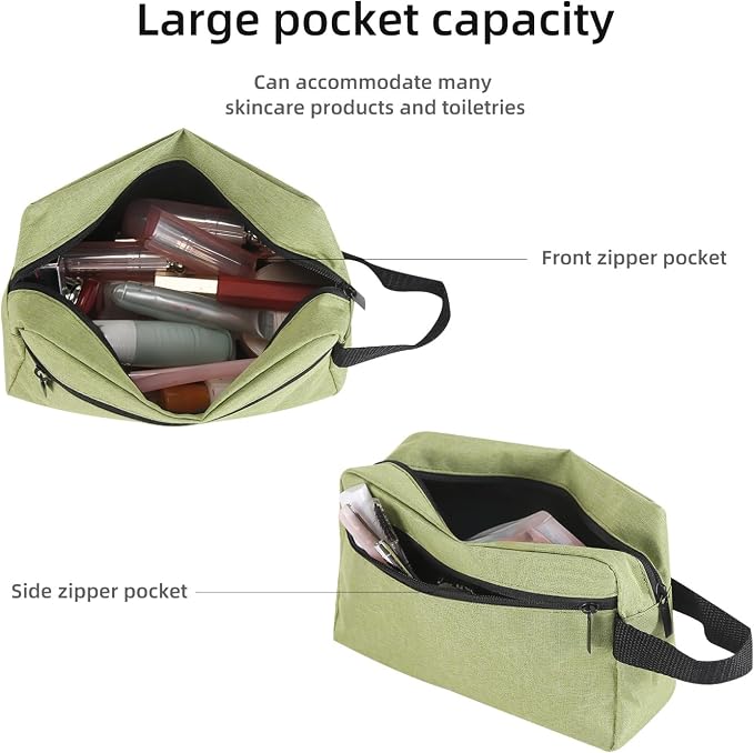 Icramsy Travel Toiletry bag Toiletry bag for women men Hanging Cosmetic bag Travel accessories for Women Men (Grass green)