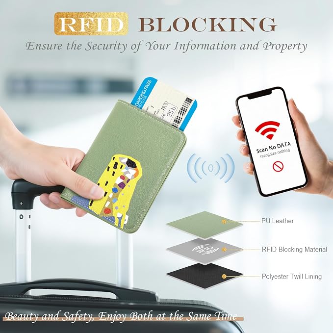 Lychii Slim Passport Holder RFID Blocking Travel Wallet - PU Leather Protector Case for Quick TSA Access, Secure Boarding Passes & ID Cards for Men Women International Travel