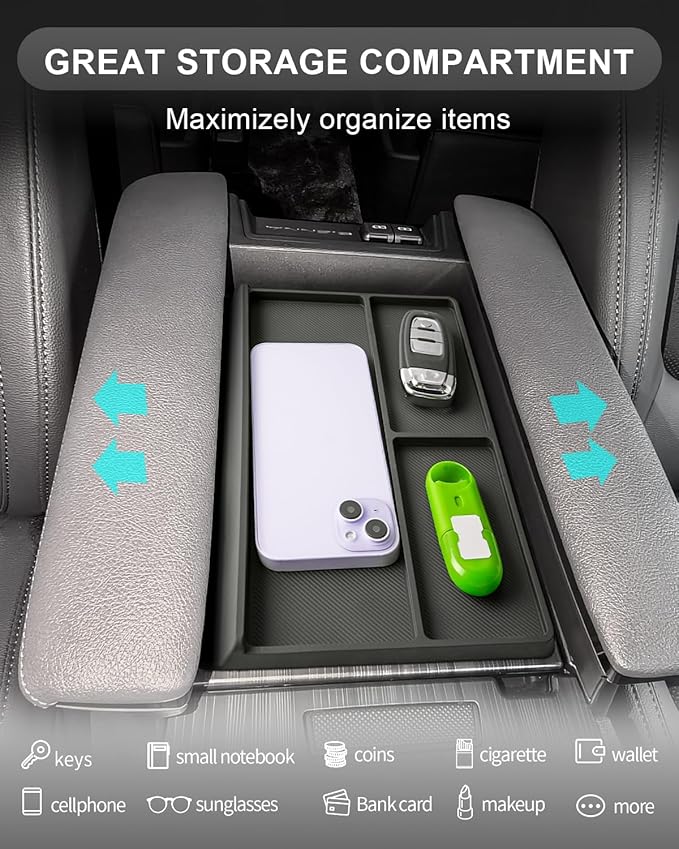 CDEFG Center Console Organizer Tray Compatible with 2021-2025 2026 Toyota Sienna Armrest Anti-Slip Storage Pad, Armrest Lid Nonslip Mat Cellphone Barrier for 4th Gen Toyota Sienna Interior Accessory