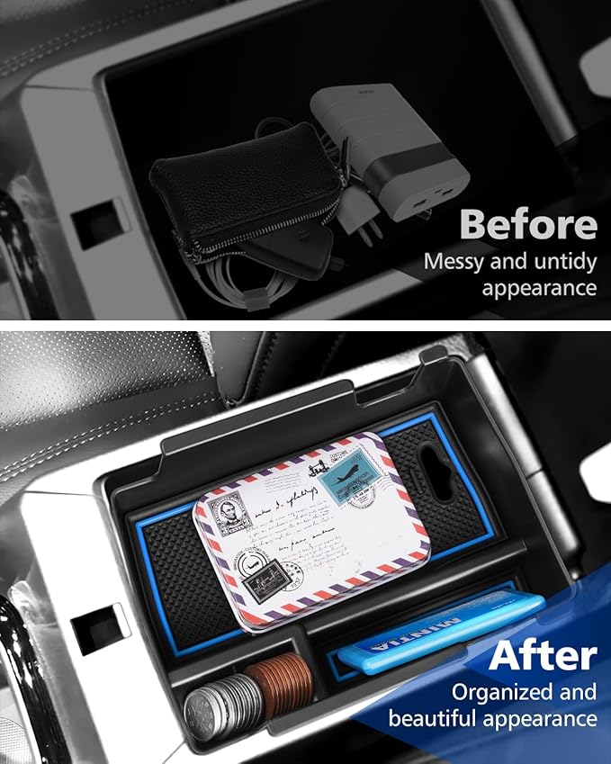 FIILINES Center Console Organizer for Dodge Hornet 2023-2026/Jeep Compass 2022-2025, Center Console Tray Secondary Armrest Storage Box ABS Insert Container with Anti-Slip Mats