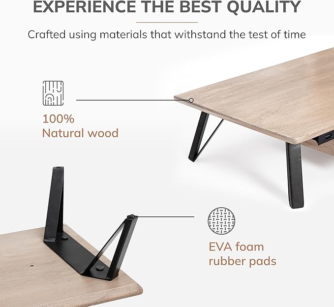 Anji Mountain Monitor Stand - Desktop Organizer & Laptop Riser, Ergonomic Monitor Riser, Space-Saving Monitor Stand for Desk, Durable Construction, Easy Assembly, Ideal for Home & Office,Biscotti