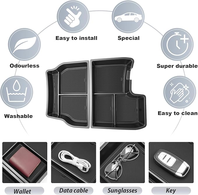 SKTU 2Pcs for 2021-2026 Toyota Sienna Center Console Organizer 2021-2026 Sienna Lower Console Tray Toyota Sienna 2024 2025 2026 Accessories Under Console Tray (Not Fit Models with Refrigerator)