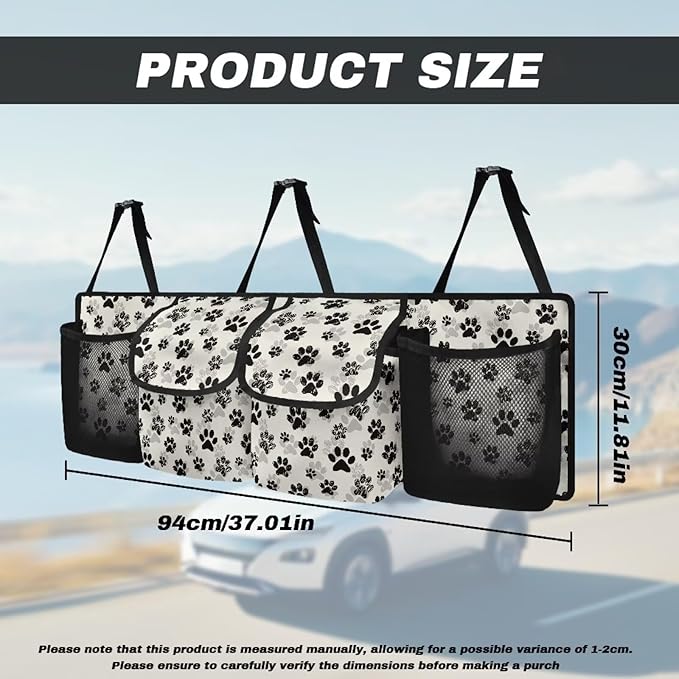 Dog Paw Car Trunk Organizer,Backseat Hanging Organizer with 4 Large Storage Bag Super Capacity,Waterproof Trunk Storage Bag for SUV Car