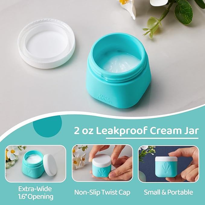 INSFIT travel bottles for toiletries 6 Pack, Leak proof Travel Size Toiletries Containers with toiletry bag, Squeezable Silicone Bottles & Cream Jars, Travel Essentials BPA-Free set for Shampoo