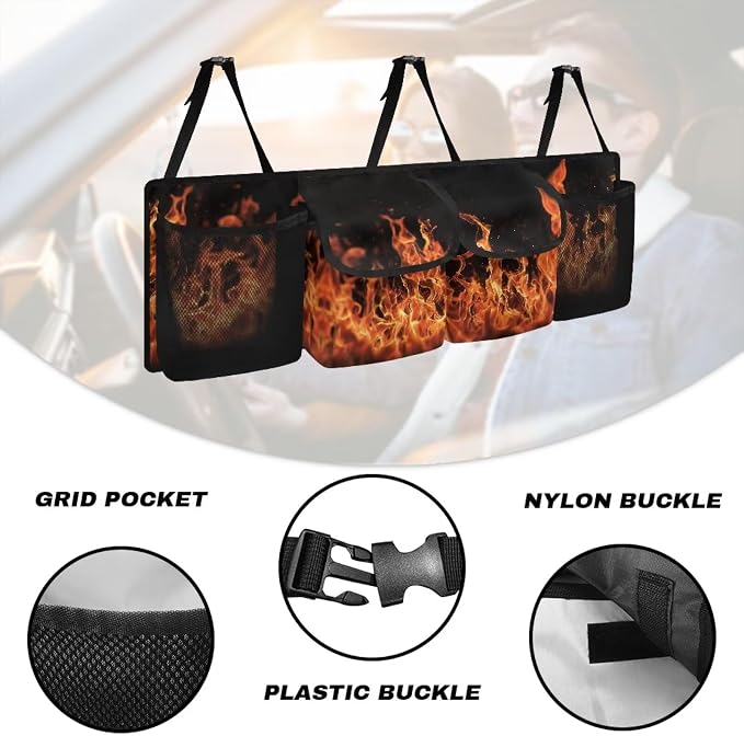 Black Fire Auto Car Trunk Organizer - Collapsible, Multi-Pocket Automotive SUV Car Organizer for Storage w/Adjustable Straps - Truck & Car Accessories for Women and Men