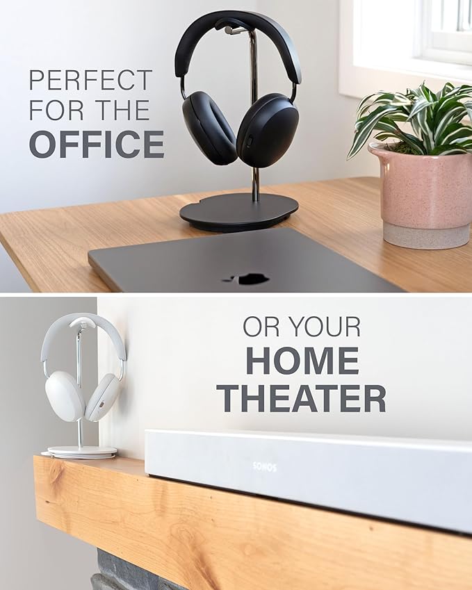 Sanus Sonos Ace Headphones Stand - Premium Stand w/Silicone Cradle Prevents Creasing & Built-in Cable Management w/Magnetic Clip for Fast Charging - Tool-Free Setup - Black Sonos Headphones Holder