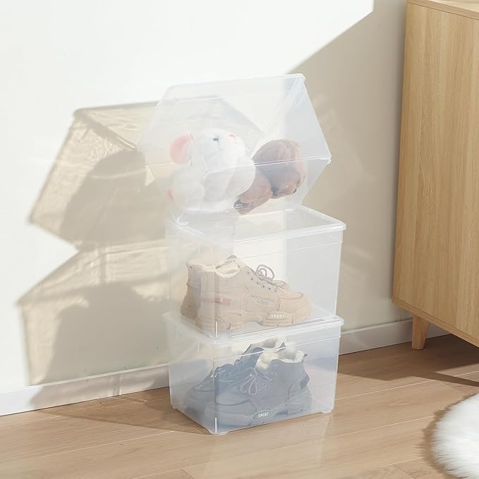 novelinks 22QTClear Storage Box Stackable Plastic Storage Bins with Lids Plastic Container Box for Sorting,6 Pack