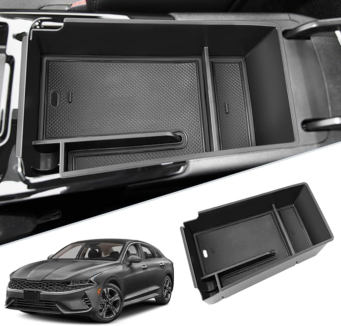SKTU for 2021 2022 2023 2024 Kia K5 Center Console Organizer 2023 2024 K5 Storage Box Organizer Container Armrest Insert Organizer ABS Tray Pallet with USB Hole and Coin Holder