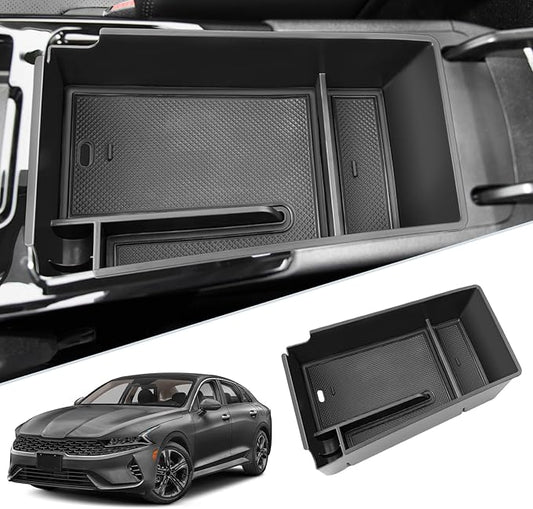SKTU for 2021 2022 2023 2024 Kia K5 Center Console Organizer 2023 2024 K5 Storage Box Organizer Container Armrest Insert Organizer ABS Tray Pallet with USB Hole and Coin Holder