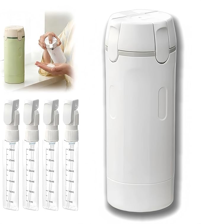 4 in 1 Travel Dispenser, Leak-Proof Travel Container, Portable Travel Showering Set, Capable of Holding Shampoo, Lotion, Hair Conditioner and Cream ((Color: White))