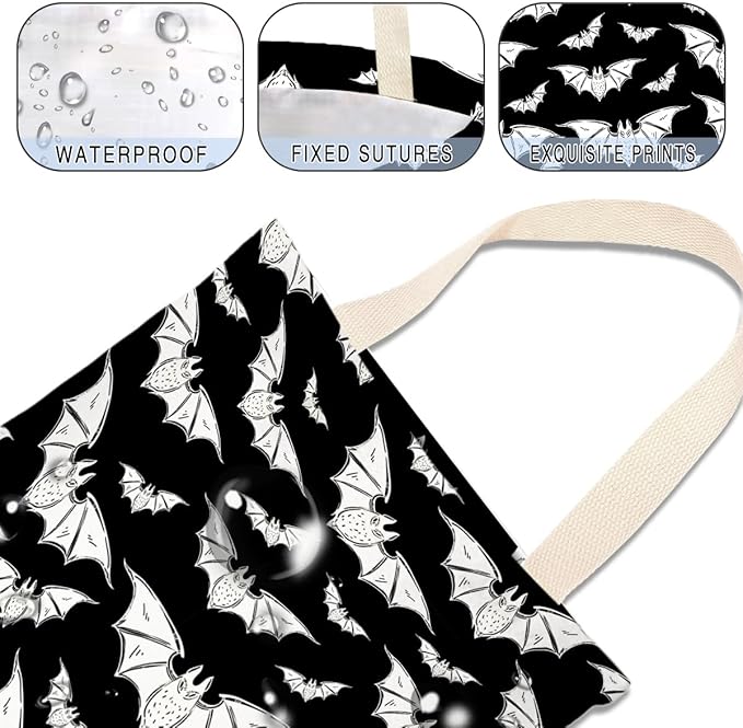 IRADA Car Trash Bag Hanging No Snap Small Garbage Bag for Car Back Seat Cute Printed One-Handed Strap Trash Bags Car Accessories-Halloween Bat Car Trash Bags