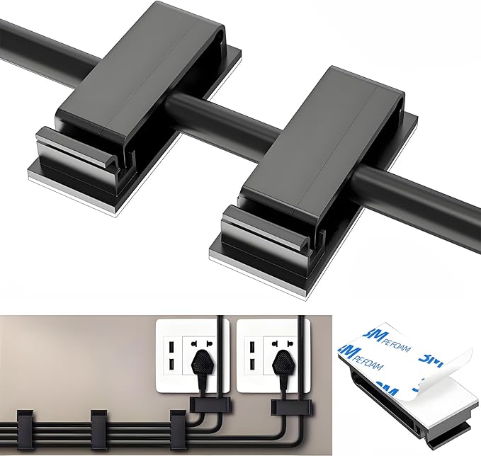 Adhesive Cable Management Wire Clips 39 Pcs,Wires Clips Holders for Cords on wall,Outdoor Cable Clips,Suitable for Under Tables,Cars,Walls,televisions,Christmas Lights