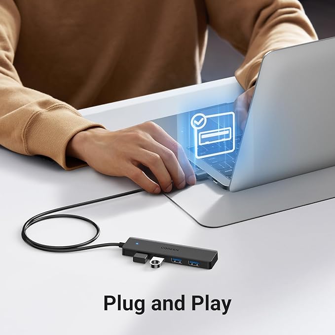 UGREEN USB 3.0 Hub, 4 Ports USB A Splitter Ultra-Slim USB Expander for Mouse, Keyboard, Flash Drive, U Disk, Printer Compatible with Laptop, Desktop PC, Xbox, PS5, and More, 3.3ft