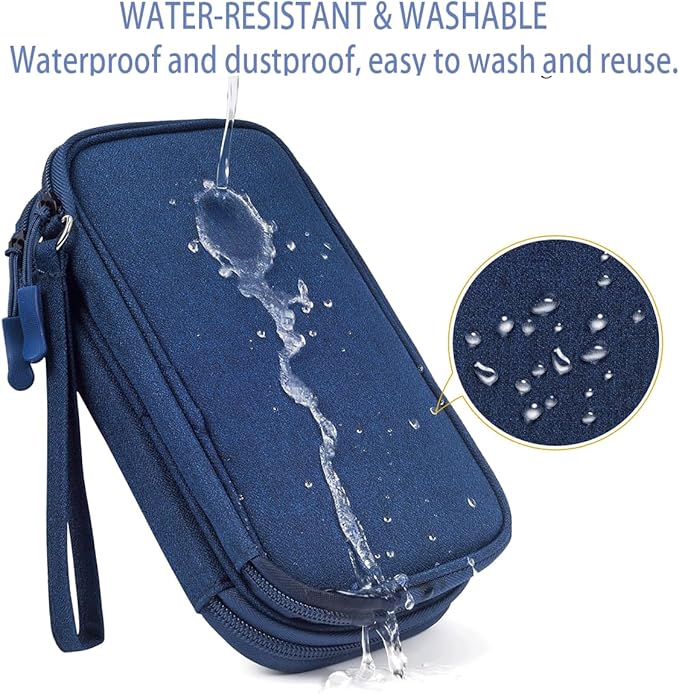 CAAORDKSO Electronic Bag Travel Cable Accessories Bag Waterproof Double Layer Electronics Organizer Portable Storage Case for Cable, USB, Cord, Charger, Phone, Power Bank, Earphone (Navy Blue, Large)